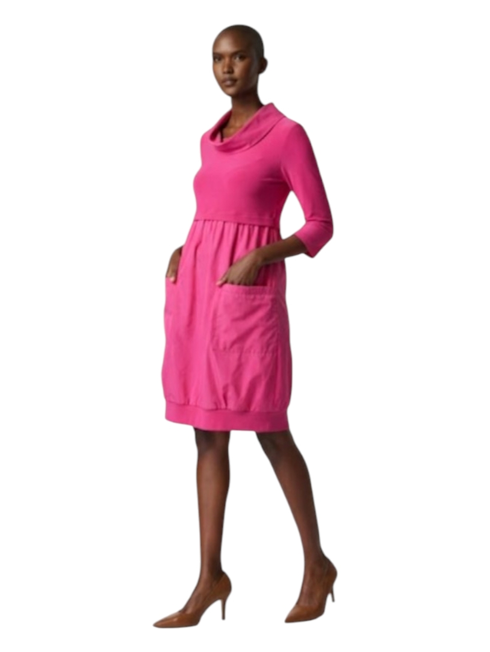 Joseph Ribkoff Hot Pink Cowl-Neck Midi Dress